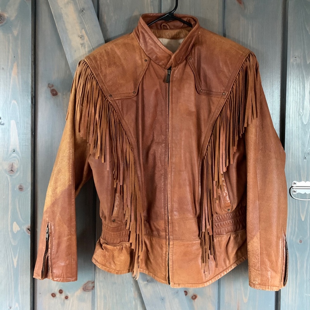 Women’s fringe leather jacket